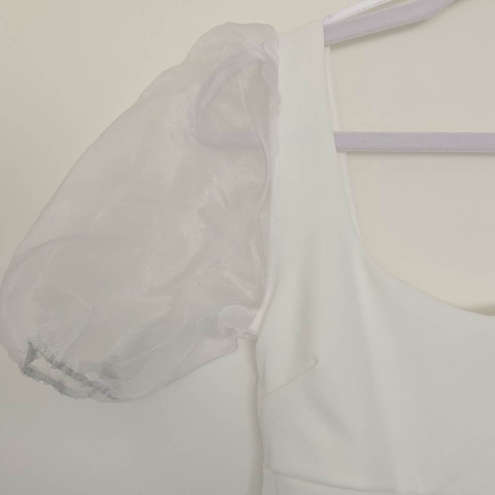 Lulu's White Puff Sleeve Dress - Picture 5 of 7